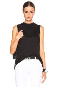 T By Alexander Wang High Neck Flared Tank In Black