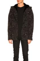 Yves Salomon Cotton Parka With Rabbit Fur In Black,abstract