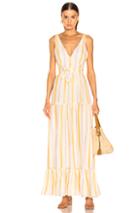 Lemlem Zeritu S/l Tiered Maxi Dress In Stripes,yellow,white