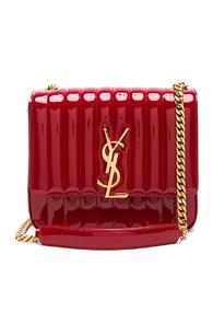 Saint Laurent Large Patent Monogramme Vicky Chain Bag In Red