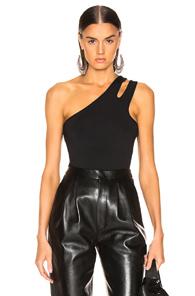 T By Alexander Wang Sleek Rib Asymmetric Tank Top In Black