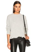 Helmut Lang Distressed Off Shoulder Sweater In Gray
