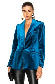 Self-portrait Velvet Jacket In Blue