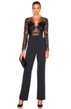 Michelle Mason Floral Leavers Jumpsuit In Blue