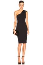 Victoria Beckham Double Crepe & Lace One Shoulder Fitted Dress In Black