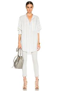 Equipment Elsie Top In White,blue,stripes