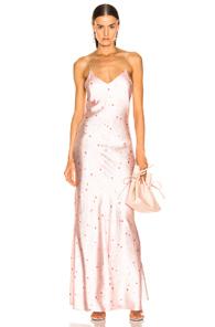 Ganni Blakely Silk Dress In Floral,pink