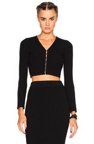 T By Alexander Wang Hook & Eye Cardigan Top In Black