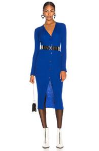 Maison Margiela Rib Knit Long Cardigan In Blue