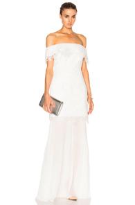 Self-portrait Off Shoulder Bridal Dress In White