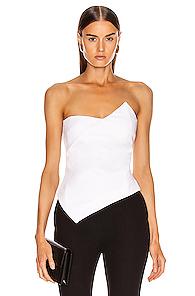 Cushnie Strapless Asymmetrical Corset Top In White