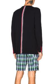Thom Browne Pique Classic Long Sleeve Tee In Blue