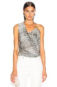 Cushnie Front Cowl Tank In Animal Print,gray