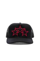 Amiri Leather Stitch Star Trucker Hat In Black