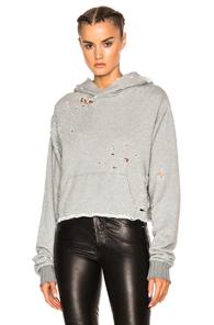 Amiri Shotgun Cropped Hoodie In Gray