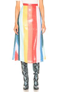 Olivia Rubin Rainbow Skirt In Blue,green,orange,stripes