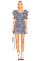 Sea Luella Long Sleeve Scoop Neck Dress In Abstract,blue,brown