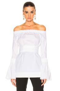 Oscar De La Renta Off The Shoulder Blouse In White