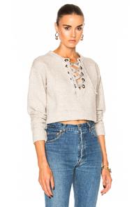Mother Tie Up Easy Crop Top In Gray