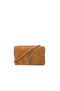 Saint Laurent Small Monogram Suede Dylan Bag In Brown