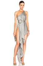Anthony Vaccarello Double Ring Draped One Strap Gown In Gray