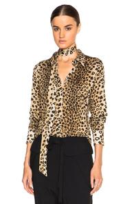 Chloe Leopard Print Jersey Blouse In Neutrals,brown,animal Print