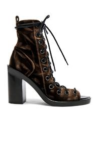 Ann Demeulemeester Velvet Lace Up Heels In Brown