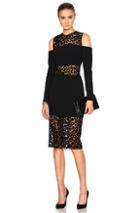 Mugler Leopard Velour & Fitted Cady Dress In Black
