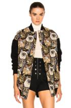 Stella Mccartney Cat Embroidered Bomber In Black,animal Print