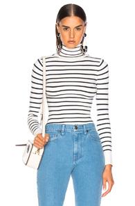 Joostricot Long Sleeve Turtleneck In Blue,stripes,white