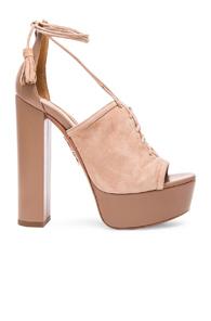 Aquazzura Suede Jac Platform Heels In Neutrals