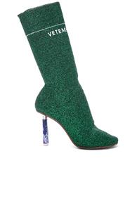 Vetements Sock Ankle Boots In Green,metallics