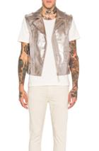 Maison Margiela Sleeveless Leather Moto Jacket In Metallics