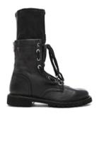 Rta Leather Combat Boots In Black