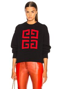 Givenchy Cotton 4g Sweater In Blue,red,geometric Print