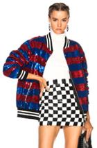 Ashish Sequin Oversize Varsity Jacket In Blue,red,stripes