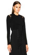 Proenza Schouler Matte Viscose Cropped Crewneck Sweater With Lacing In Black