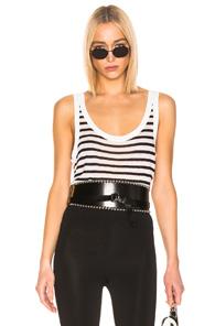 T By Alexander Wang Classic Striped Slub Tank Top In Blue,stripes,white