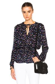 Derek Lam 10 Crosby Peplum Top In Black,blue,floral