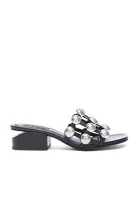Alexander Wang Dome Stud Leather Lou Slides In Black