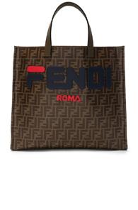 Fendi Fendi Mania Small Logo Tote In Brown