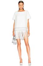Sally Lapointe Oversized Leather Fringe Dress In White