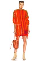 Acne Studios Anastasia Mix Sweater Dress In Orange,stripes