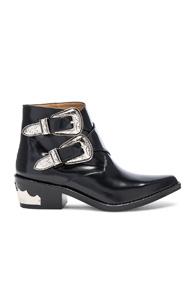 Toga Pulla Polished Leather Booties In Black