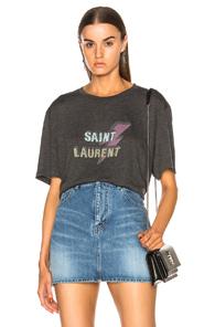 Saint Laurent Lightning Bolt Logo Boyfriend Tee In Black