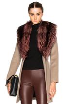 Theperfext Vanessa Coat With Fox Fur Collar In Neutrals