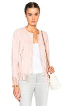 Theperfext Ryder Classic Thin Fringe Jacket In Pink