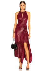Roland Mouret Miranda Swirl Lame Dress In Red,purple