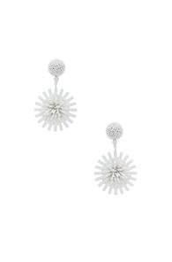 Oscar De La Renta Pom Pom Flower Beaded Earrings In White