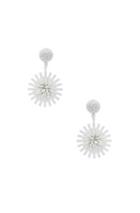 Oscar De La Renta Pom Pom Flower Beaded Earrings In White